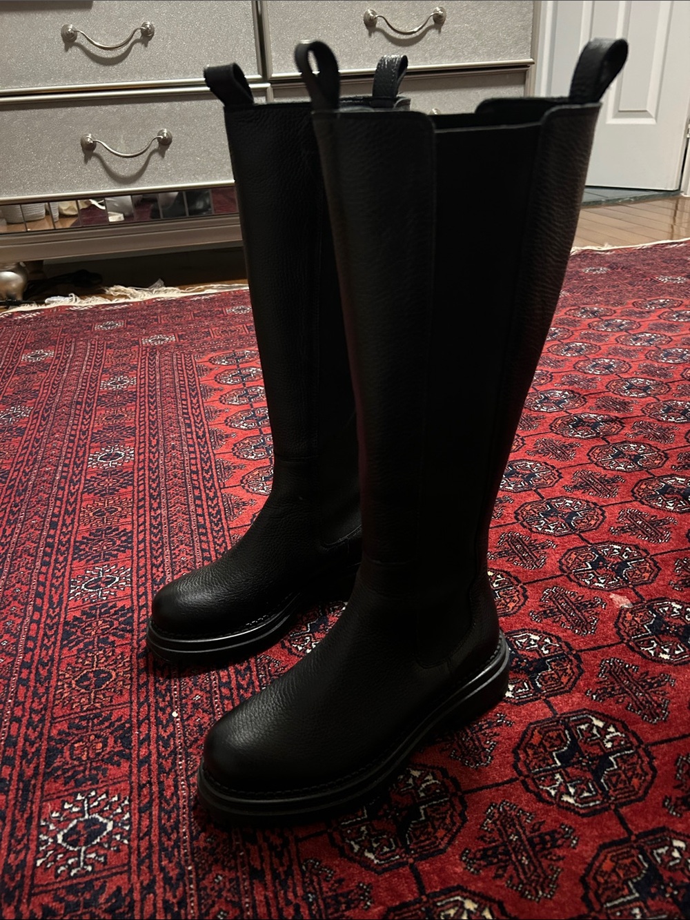 L'INTERVALLE Black Over-the-Knee Pebbled Leather Boots
